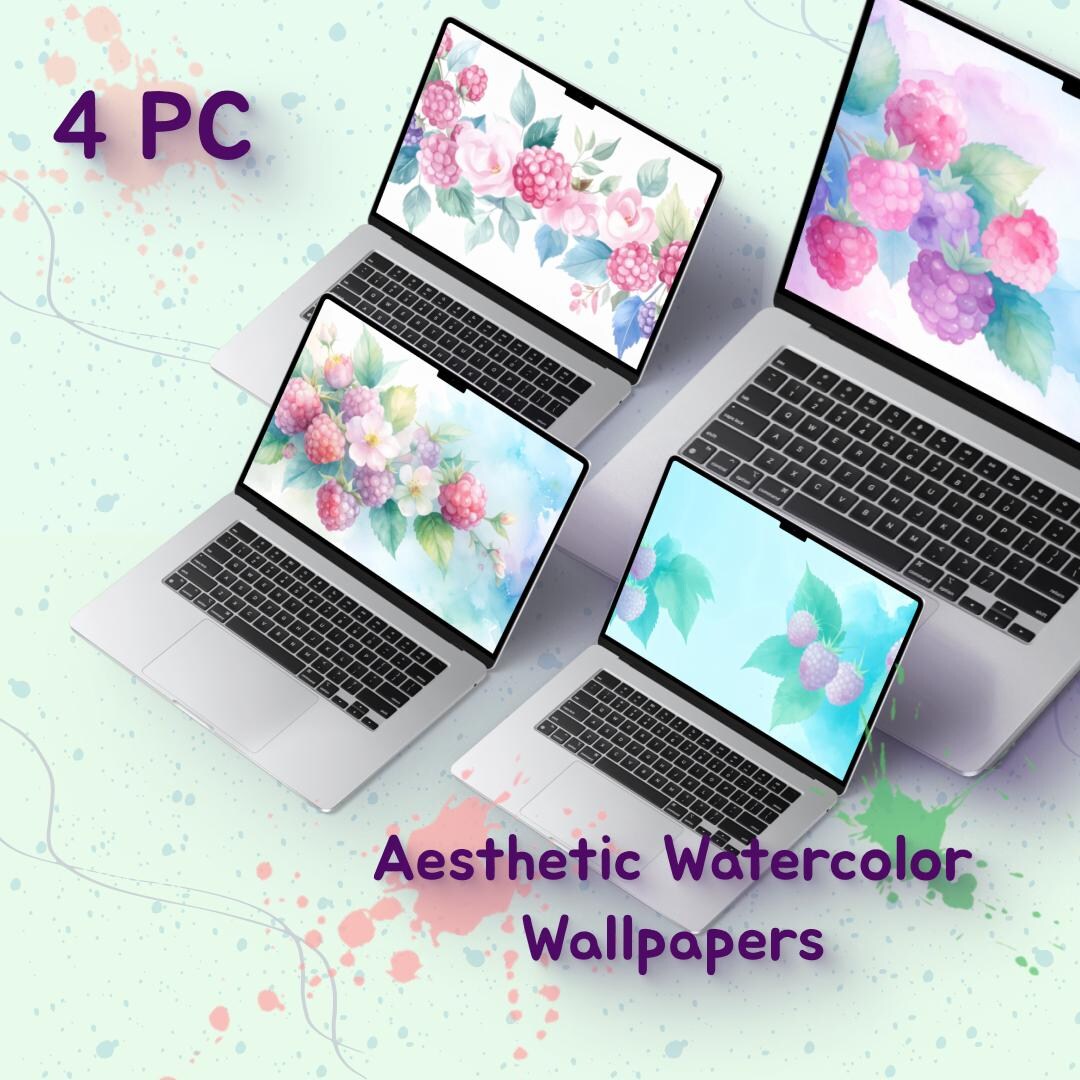 Raspberry Aesthetic Wallpapers for PC | Watercolor Berry Desktop ...