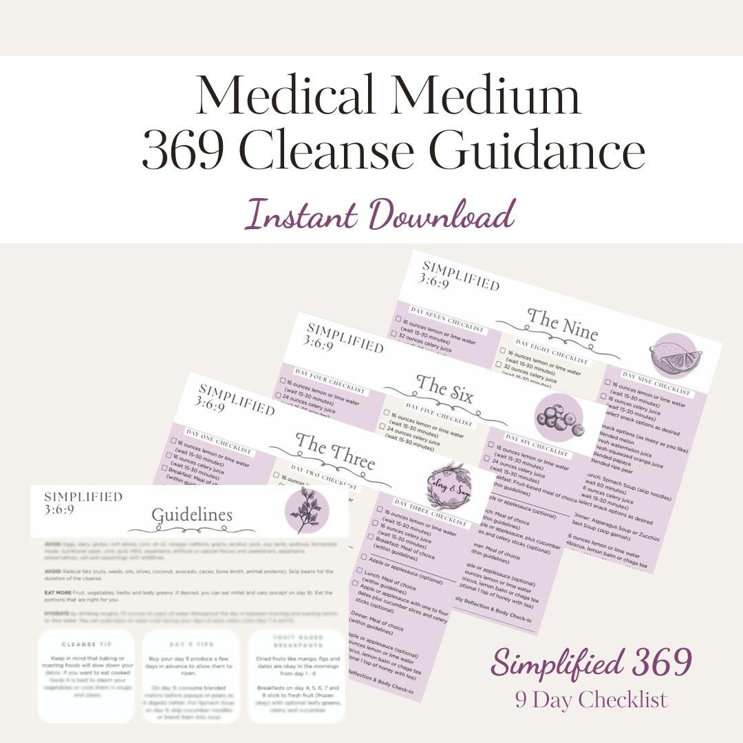Simplified 369 Cleanse Checklist | Medical Medium | Printable