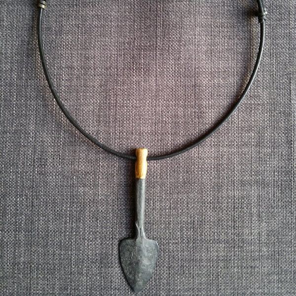 arrow head spear tip pendant necklace hand forged iron tribal