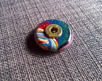 Large fordite brass button handmade turned upcycled