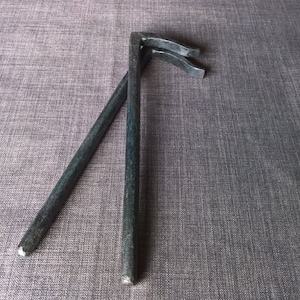 French Holdfasts matched pair woodworking tool bench dog forged iron blacksmith handmade traditional
