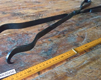 Fire tongs Lighter weight forged wrought iron blacksmith handmade rustic designer poker tool