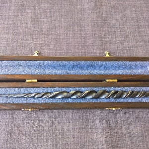 Wand gesmeed ijzer zilver inlegdoos handgemaakte wicca magische ambachtelijke heidense heks spreuk