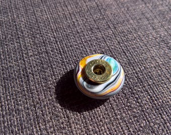 Small fordite brass button handmade turned upcycled