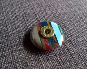 Large fordite brass button handmade turned upcycled