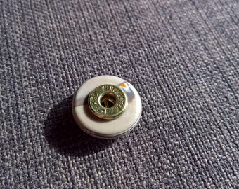Small fordite brass button handmade turned upcycled