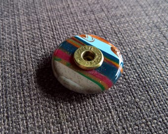 Large fordite brass button handmade turned upcycled