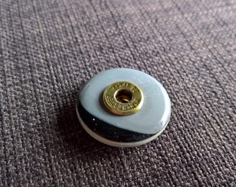 Large fordite brass button handmade turned upcycled