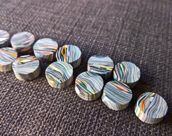 Guitar Fret Inlay Dots markers raw Fordite Detroit agate jewelry making 12.5mm