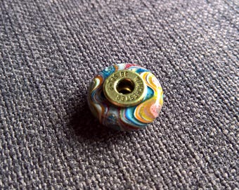 Small fordite brass button handmade turned upcycled