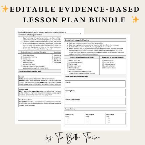 Editable Lesson Plan Template | Evidence-based Teaching (PDF Download ...