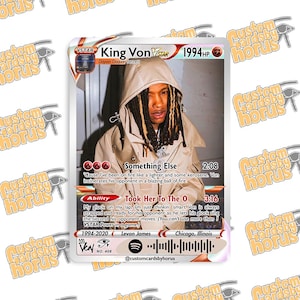 King Von Holographic Trading Card – Seltenes Untergrund Rap Sammlerstück, Chicago Drill Fan Art, Limitierte Edition Glitzerästhetik