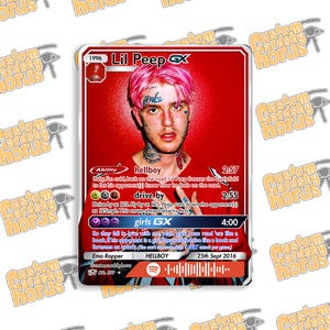 Lil Peep HELLBOY holografische ruilkaart emo rap gbc gothboiclique