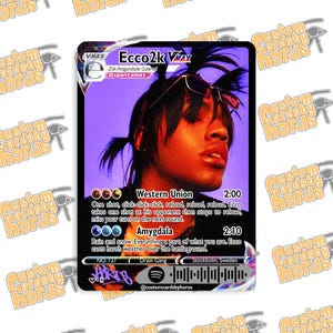 Carte à collectionner holographique Ecco2k - Rare collection de rap underground, art de fan Drain Gang, esthétique scintillante en édition limitée