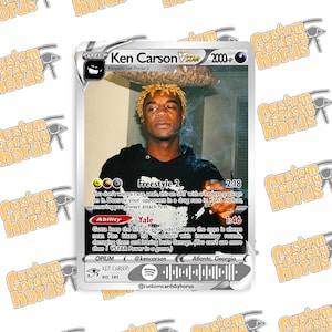 Cartes à collectionner holographiques Ken Carson - Rare collection de rap underground, oeuvre d'art de fan d'opium, esthétique scintillante en édition limitée