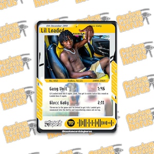 Carte à collectionner holographique Lil Loaded - Rare collection de rap underground, Chicago Drill Fan Art, esthétique scintillante en édition limitée