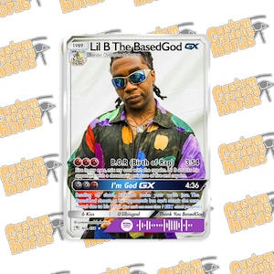Lil B TheBasedGod Holographische Sammelkarte – Seltenes Untergrund Rap Sammlerstück, Cloud Rap Fan Art, Limitierte Auflage Glitzerästhetik