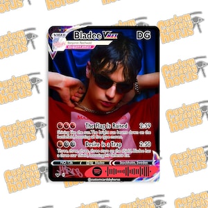 Bladee Crest Holographische Sammelkarte - Seltenes Untergrund Rap Sammlerstück, Drain Gang Fan Art, Limitierte Auflage, Glitzerästhetik