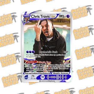 Cartes à collectionner holographiques Chris Travis - Collection rap en édition limitée, oeuvres d'art, produits dérivés hip hop rares finition scintillante teamSESH