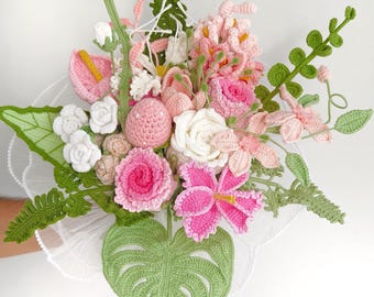 Crochet Flower Bouquet | Handmade Anniversary Gift for Her