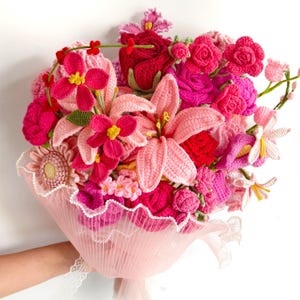 Custom Crochet Flower Bouquet | Handmade Bridal Bouquet, Wedding Flowers, Birthday Gift, Anniversary Flowers, Personalized Keepsake