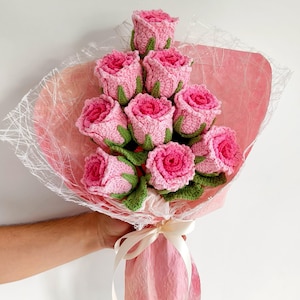 Crochet Rose Bouquet: Handmade Yarn Forever Flowers, Romantic Gift