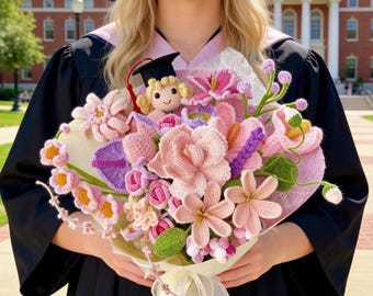 Crochet Graduation Bouquet with Custom Doll: Class of 2026 Gift