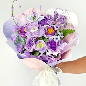 Crochet Purple Flower Bouquet – A Thoughtful Birthday Gift for Women