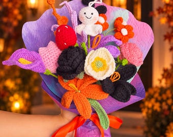 Crochet Halloween Bouquet: Handmade Spooky Flowers, Witch, Ghost & Pumpkin