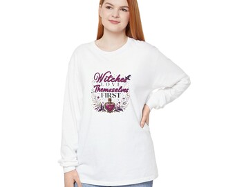 Witches Love Themselves First Long Sleeve Shirt | Witchy Self-Love Tee