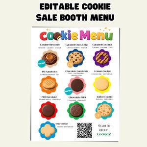 Editable Cookie Menu Sign | Fundraiser Booth Canva Template (Digital Download)
