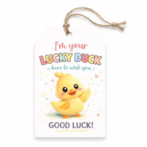 Étiquette porte-bonheur canard porte-bonheur, cadeau d'encouragement, étiquette de faveur imprimable (téléchargement instantané)