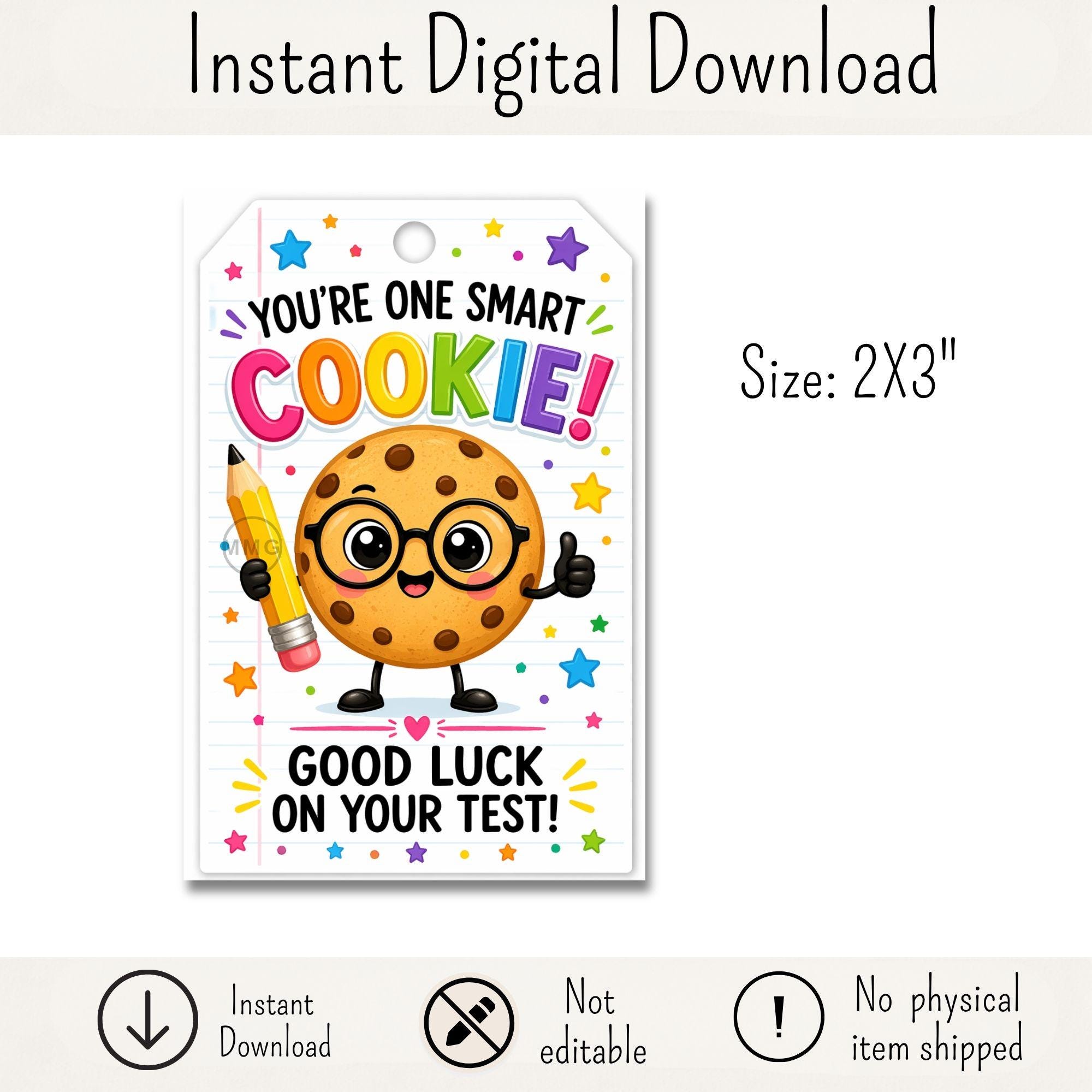Smart Cookie Testing Tag, Good Luck Encouragement Treat (digital ...
