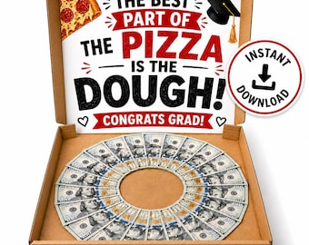 Cartello per scatola pizza di laurea - Regalo in denaro stampabile - Idea regalo in denaro - Regalo divertente in contanti