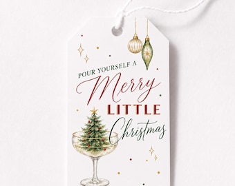 Christmas Wine Tag – Merry Little Christmas – Printable Gift Label