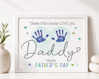 Vatertags-Handabdruck-Kunst für Papa, Baby-Fußabdruck-Kunst-Andenken (PDF)