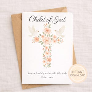Printable Christian Card • Baptism Baby Dedication Card • Instant Download