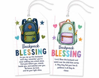 Backpack Blessing Tag, Back to School Prayer Printable, Christian School Gift