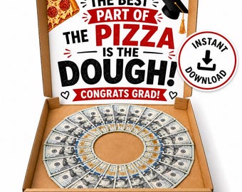 Abschluss Pizza Box Zeichen - Geldgeschenk zum Ausdrucken - Teig Geschenkidee - Lustiges Geldgeschenk