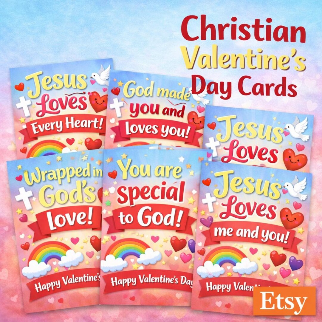 Christian Valentine Cards for Kids, Faith Based Valentine Printable ...