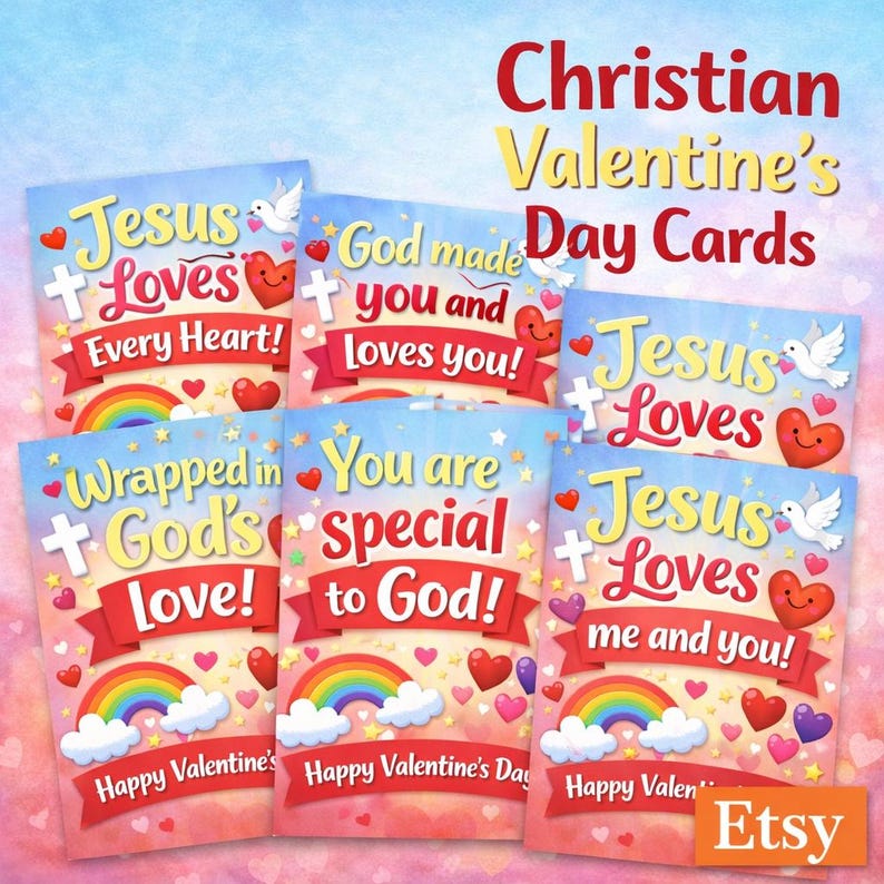 Christian Valentine Cards for Kids, Faith Based Valentine Printable ...