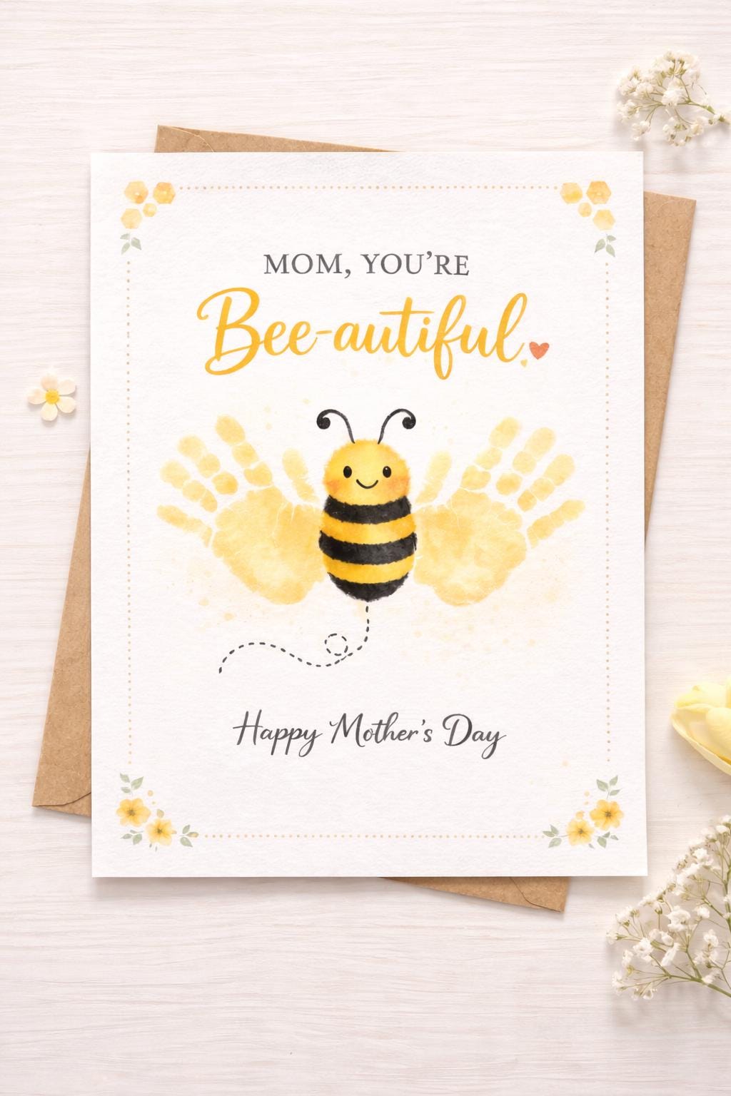 Mother's Day Bee Handprint Craft Art, Keepsake Activity (digital ...