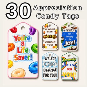 Appreciation Week - Employee Appreciation Candy Tags, Easy Staff Gift Idea, Thank You Treat Tags Printable, Instant Download