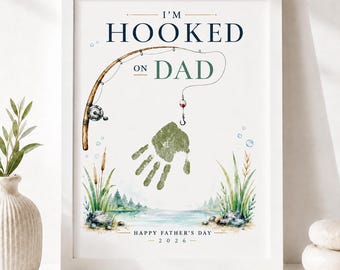 Father's Day Fishing Handprint Craft, Kids DIY Keepsake Gift (Digital Download)