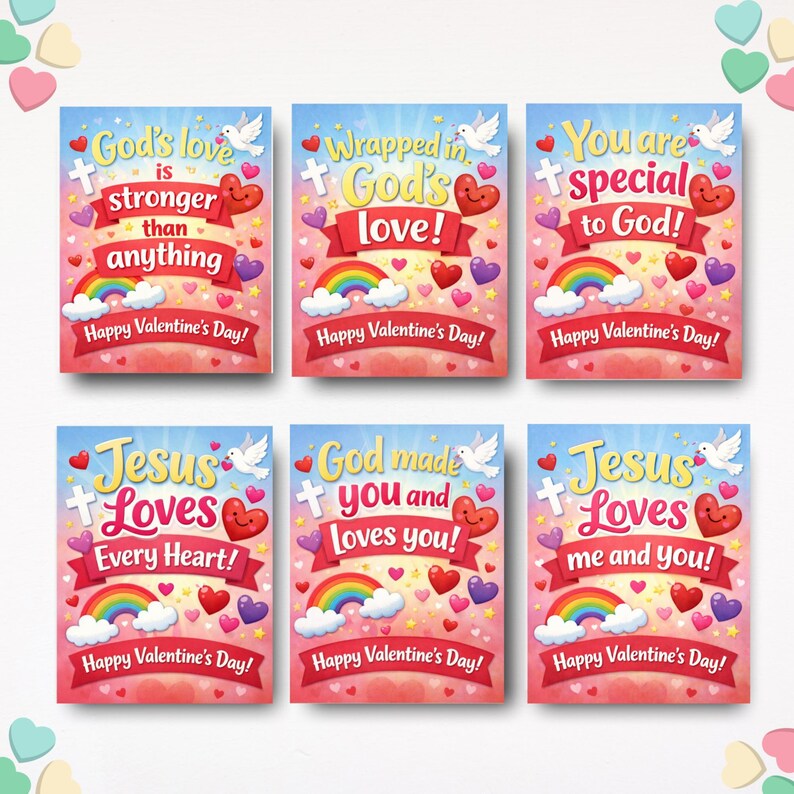 Christian Valentine Cards for Kids, Faith Based Valentine Printable ...