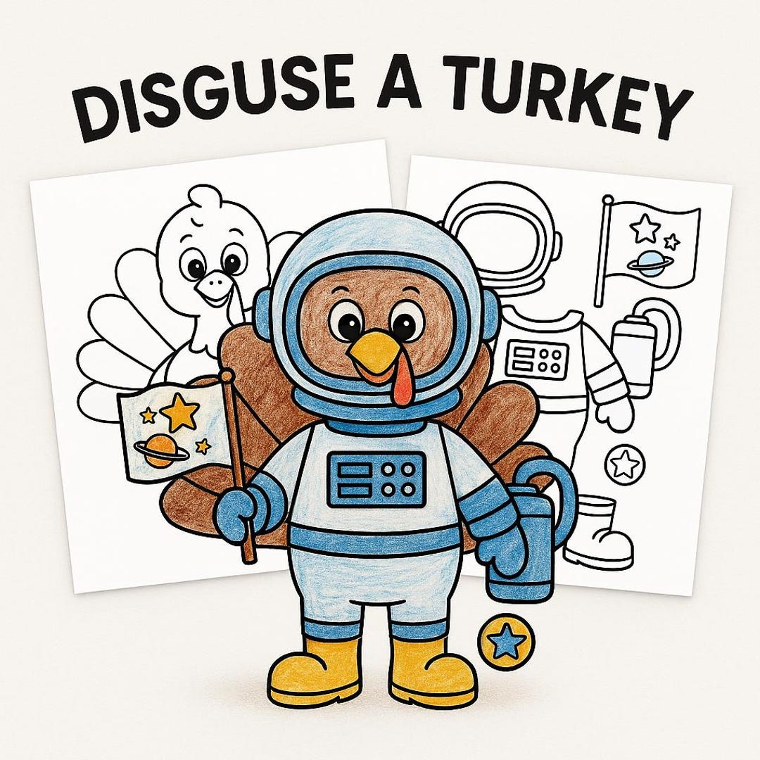 Disguise a Turkey Astronaut Printable Thanksgiving Classroom Craft