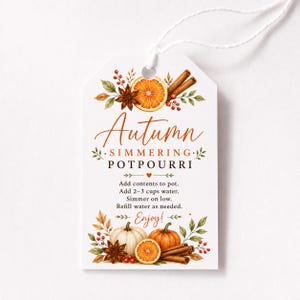 Etichetta regalo per potpourri autunnale, stampabile per potpourri autunnale, regalo per l'ospite, bomboniera del Ringraziamento