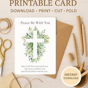 Frieden sei mit dir Beileidskarte - 5x7 christliche druckbare Karte - religiöse Ermutigungskarte - digitaler Download - Schriftkomfortkarte