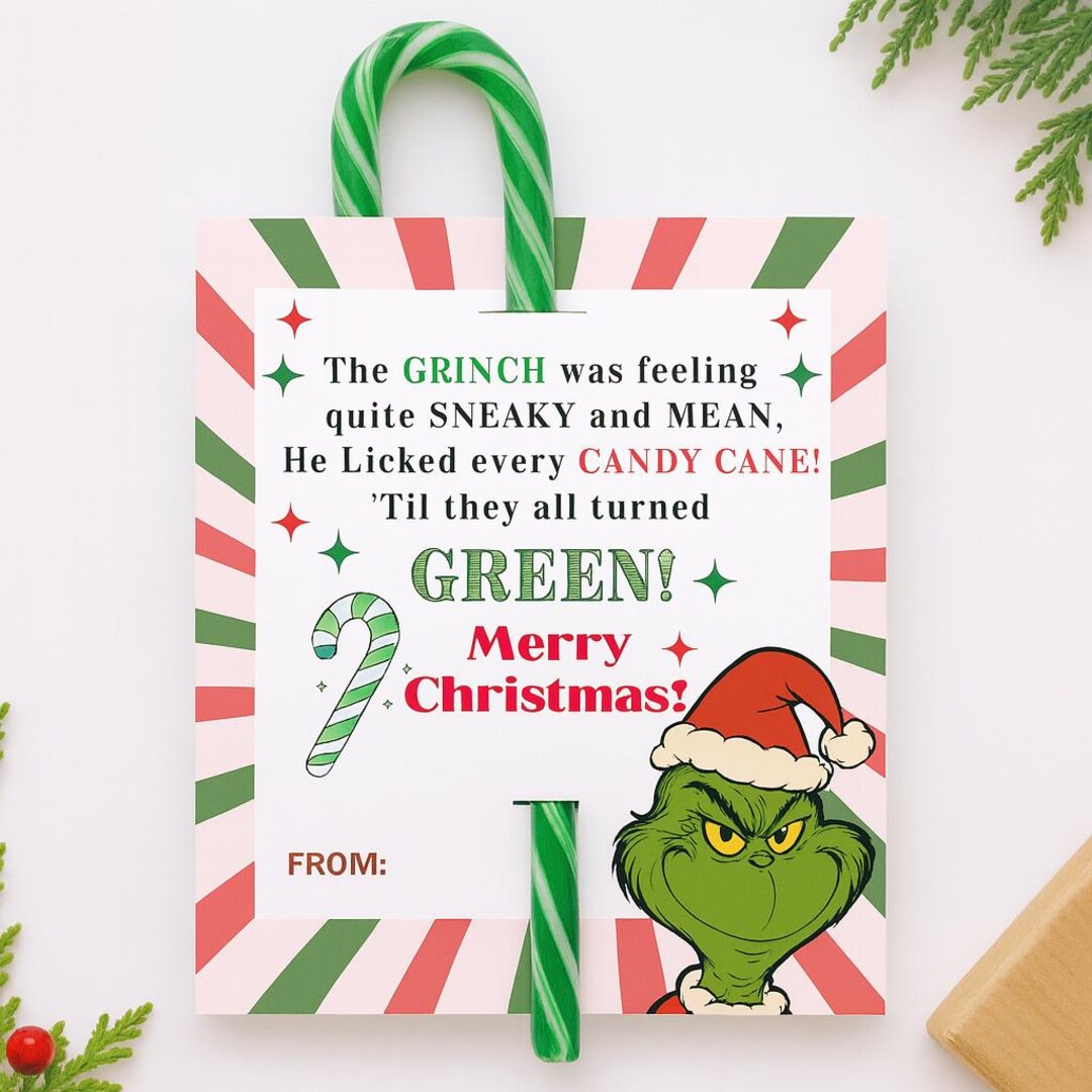 Grinch Candy Cane Tags Printable | Merry Grinchmas Gift Tags ...