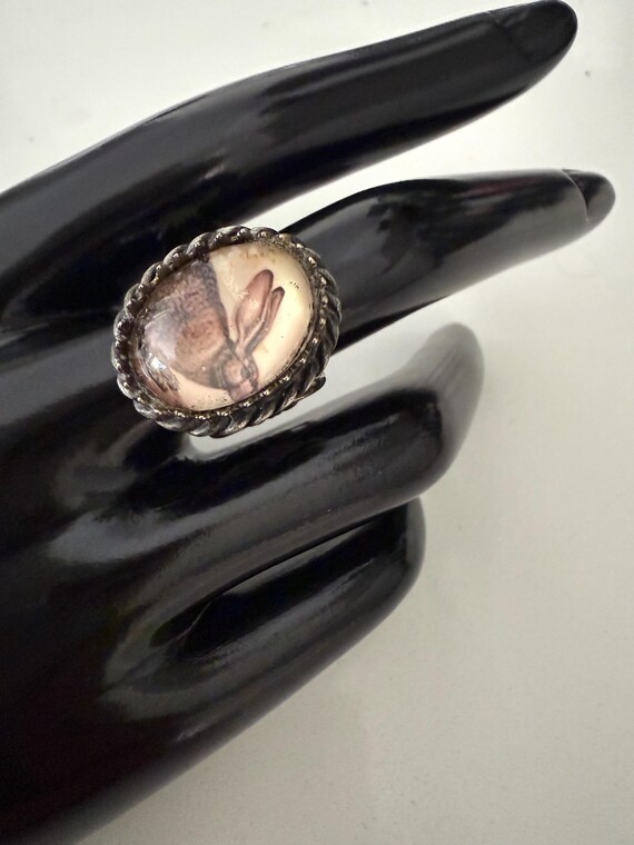 Rustic Rabbit Necklace & Adjustable Ring Set – Ha… - image 5